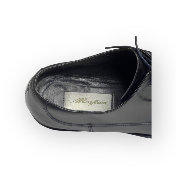 Luxe: Mezlan ♔ Square Toe Stitched Lace Up Dress Shoes ♔ Black Leather ♔ 11.5 ♔ - Picture 10 of 16